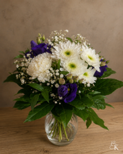 osanottokim ppu_liila_valkoinen_krysanteemi_eustoma_neilikka